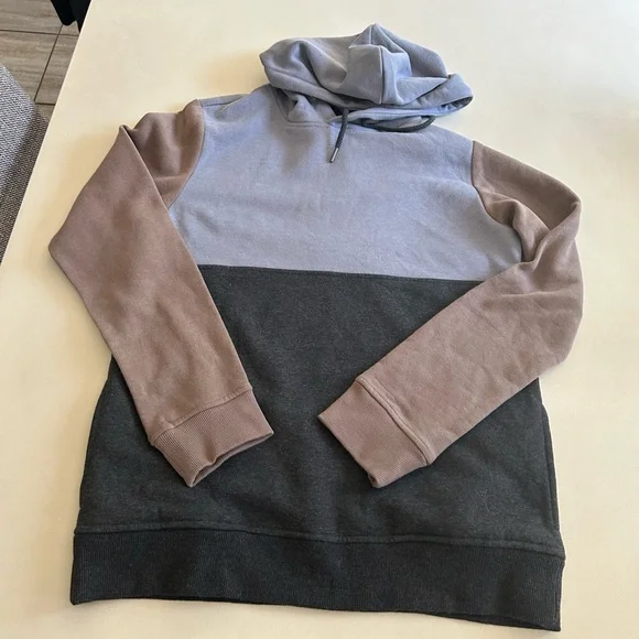 Warehouse One Men’s Colorblock  Hoodie - Grey, Blue and Brown, Size M - Picture 6 of 9